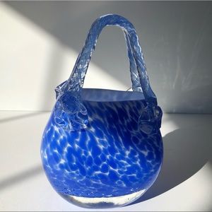 Gorgeous Murano Glass Purse shapes decor/vase.
